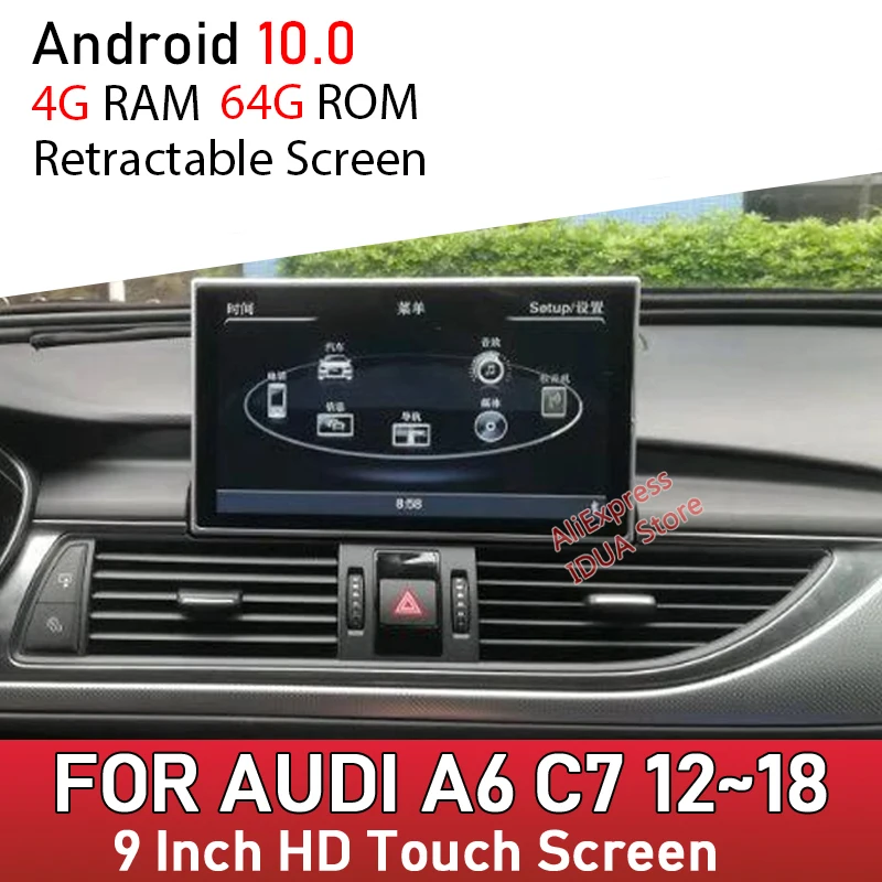 Автомобильный мультимедийный плеер CarPlay для Audi A6 C7 Android 10 4 + 64 ГБ 2012 ~ 2018 MMI 3G RMC