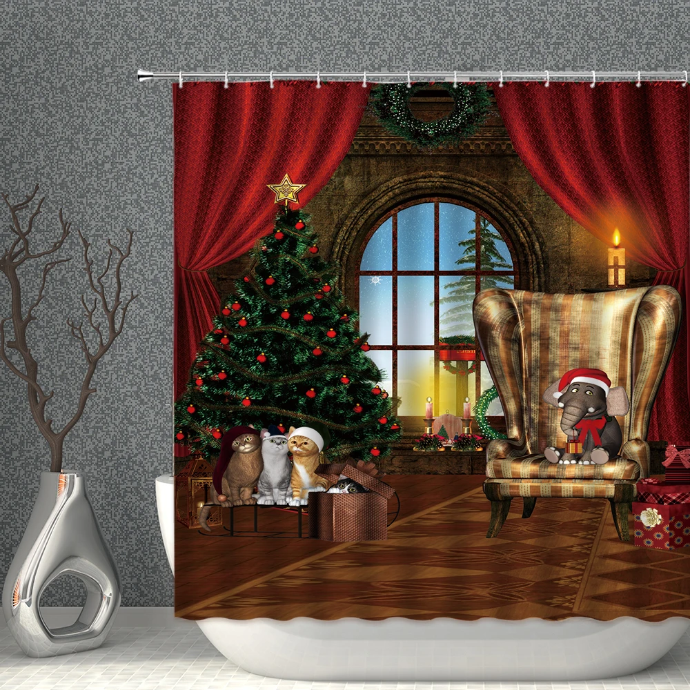150/180cm Santa Claus Snowman Printed 3D Shower Curtains Set With Hooks Christmas Home Decoration Bathroom Decrative Curtains
150/180cm Santa Claus Snowman Printed 3D Shower Curtains Set With Hooks Christmas Home Decoration Bathroom Decrative Curtains