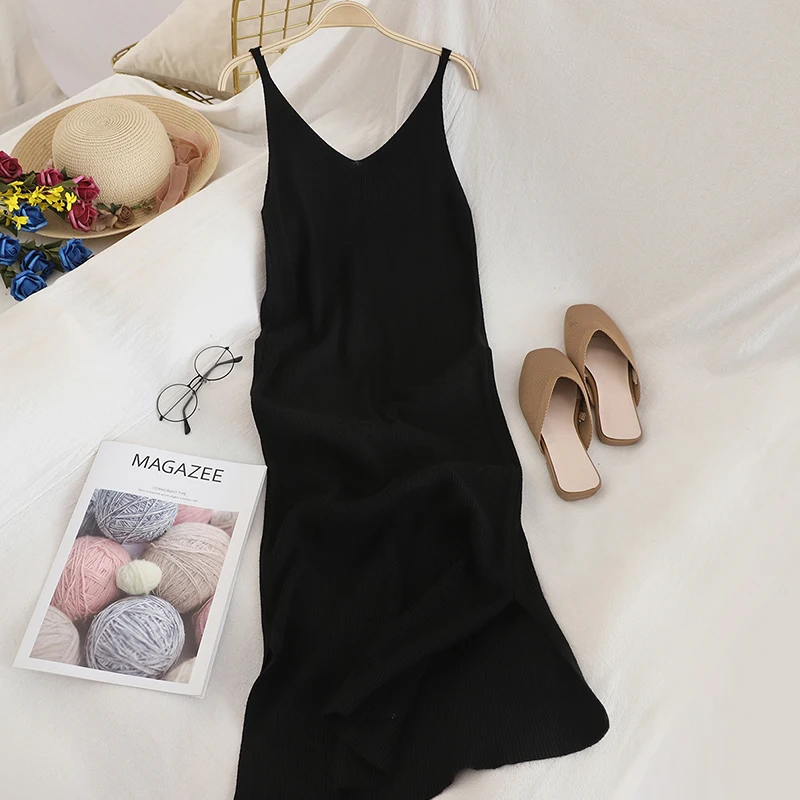 ECTIC 2021 V Neck Solid Knitted Dresses Casual All Match Simple Fashion Korean Women Dress Elegant Vestidos New Clothes
ECTIC 2021 V Neck Solid Knitted Dresses Casual All Match Simple Fashion Korean Women Dress Elegant Vestidos New Clothes