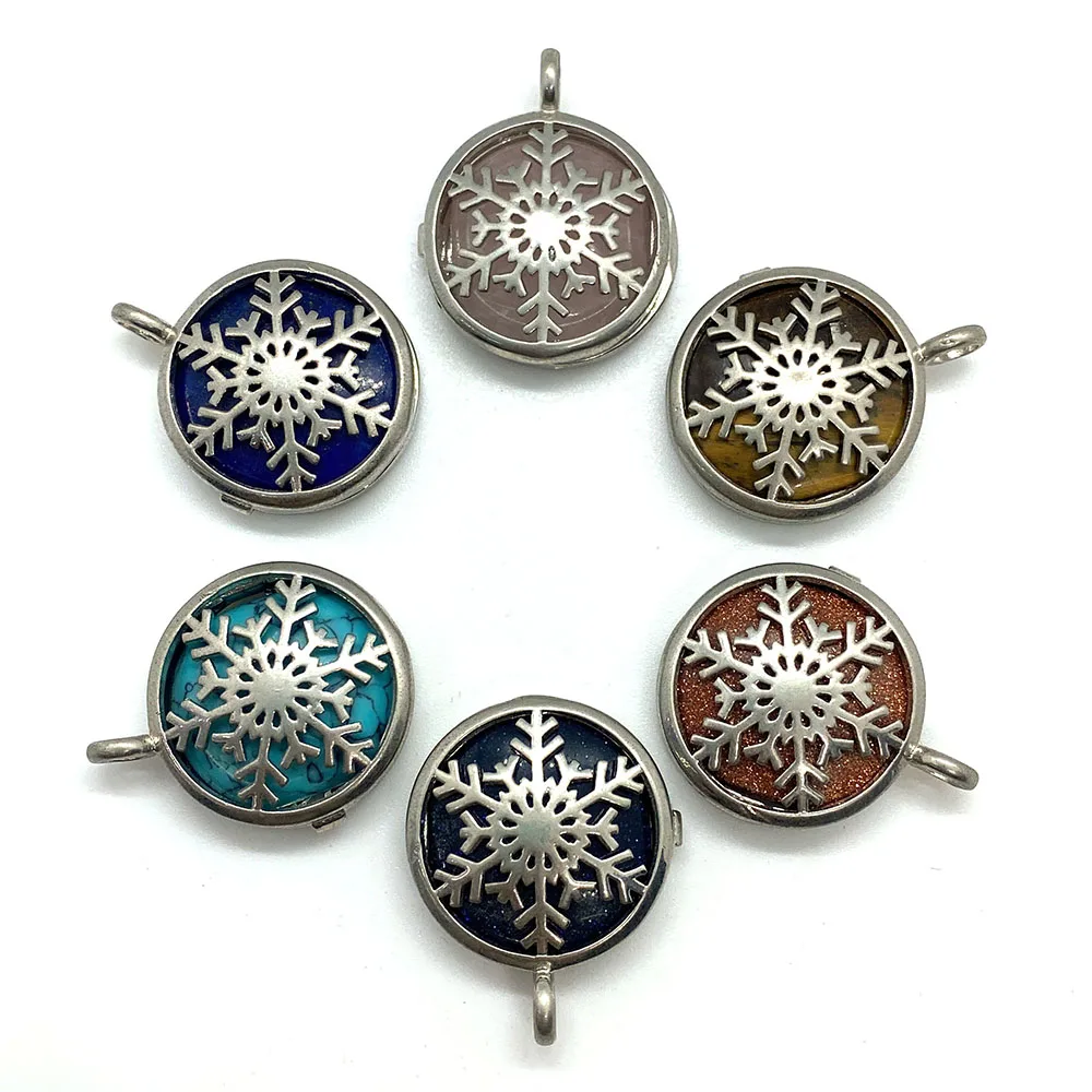 Natural Stone Pendant Round Tiger Eye Stone Blue Green Pink Crystal Hollow Carved Snowflake Copper Shell for DIY Jewelry Making
Natural Stone Pendant Round Tiger Eye Stone Blue Green Pink Crystal Hollow Carved Snowflake Copper Shell for DIY Jewelry Making