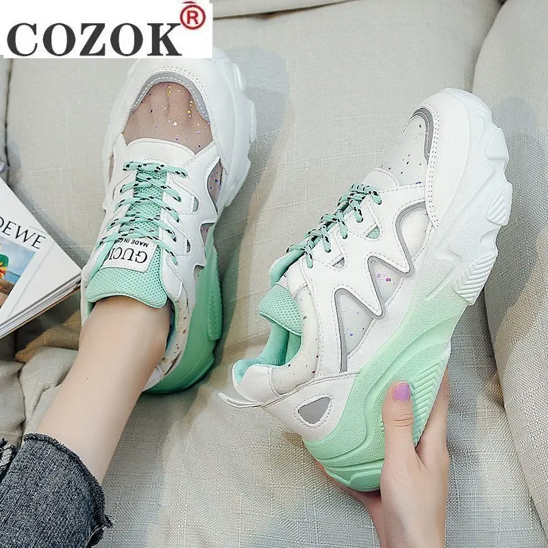 Autumn Women's Vulcanized Shoes Fashion Platform Chunky Sneakers Lace-up Mesh Breathable Women Casual Shoes 2021 Zapatos Mujer
Autumn Women's Vulcanized Shoes Fashion Platform Chunky Sneakers Lace-up Mesh Breathable Women Casual Shoes 2021 Zapatos Mujer