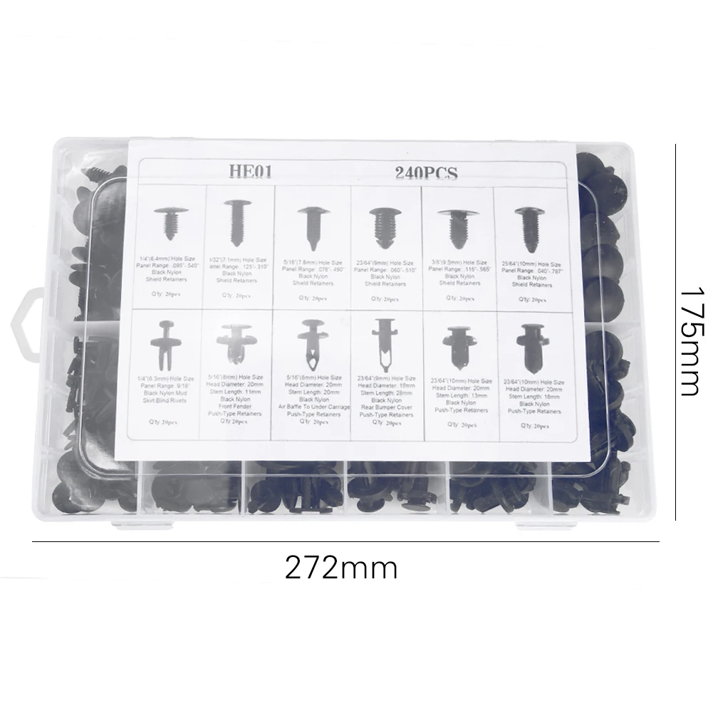 MCJOYCE 240pcs/350pcs box Mixed Car Clips Nylon Plastic Rivets Xmas Tree Push Type Retainers Bumper Fender Fasteners Universal
MCJOYCE 240pcs/350pcs box Mixed Car Clips Nylon Plastic Rivets Xmas Tree Push Type Retainers Bumper Fender Fasteners Universal