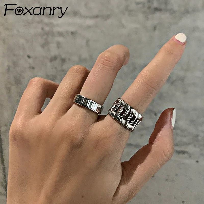 Foxanry 925 Sterling Silver Engagement Rings New Fashion Simple Hollow Irregular Geometric Handmade Party Jewelry Gift for Women
Foxanry 925 Sterling Silver Engagement Rings New Fashion Simple Hollow Irregular Geometric Handmade Party Jewelry Gift for Women