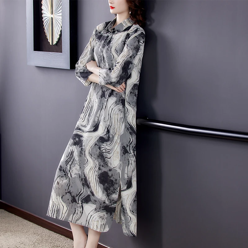 Printed chiffon dress female summer new big yards temperament of women's high-end women loose skirt teamed 
Printed chiffon dress female summer new big yards temperament of women's high-end women loose skirt teamed