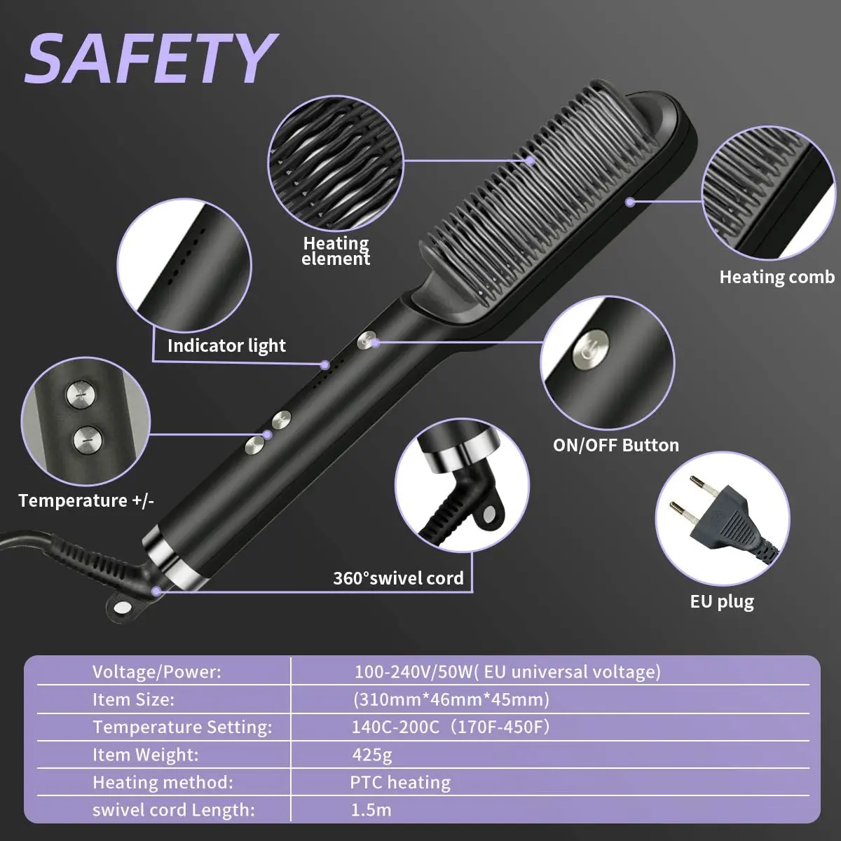 4 Colors Multifunctional Women Hair Straightener Brush Hot Comb Styler Men Heat Ceramic Electric Beard Irons Straightening Brush
4 Colors Multifunctional Women Hair Straightener Brush Hot Comb Styler Men Heat Ceramic Electric Beard Irons Straightening Brush