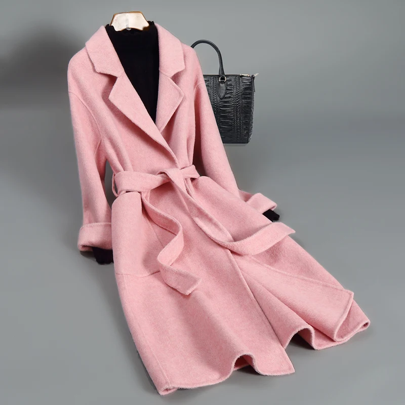 

Wool Female Autumn Winter Elegant Clothes 2020 Korean Vintage Long Woolen Jacket Fashion Ladies Blend Coat Abrigo Mujer 916