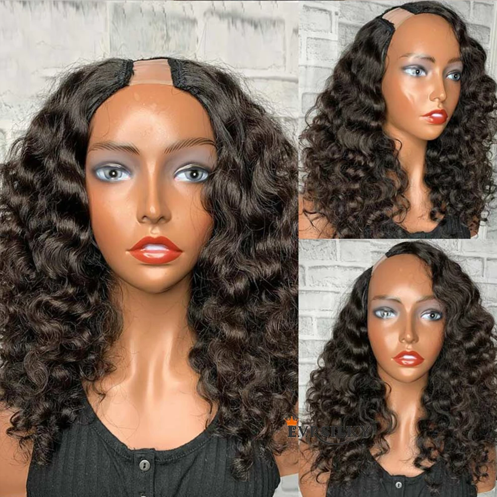U Part Human Hair Wig Deep Wave Indian Natural 1B Color Remy Human Hair Glueless Wig 1x4 U Shape Deep Curly Wig For Black Women
U Part Human Hair Wig Deep Wave Indian Natural 1B Color Remy Human Hair Glueless Wig 1x4 U Shape Deep Curly Wig For Black Women