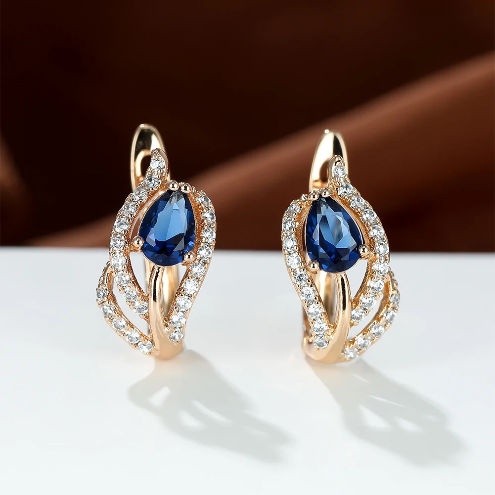 Temperament Royal Blue Rose Flower Dangle Earrings for Women Gold Color Water Drop Zircon Ear Clips Eardrop Design Jewelry Gift
Temperament Royal Blue Rose Flower Dangle Earrings for Women Gold Color Water Drop Zircon Ear Clips Eardrop Design Jewelry Gift