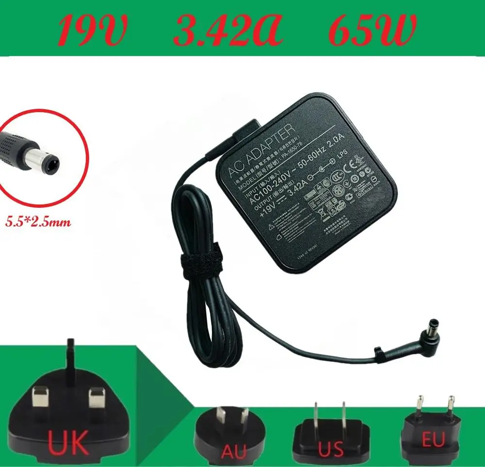 PA 1650 78 19V 3.42A AC адаптер питания зарядное устройство для Asus X450 X450CA X450CC X450VC X502 X502CA X550