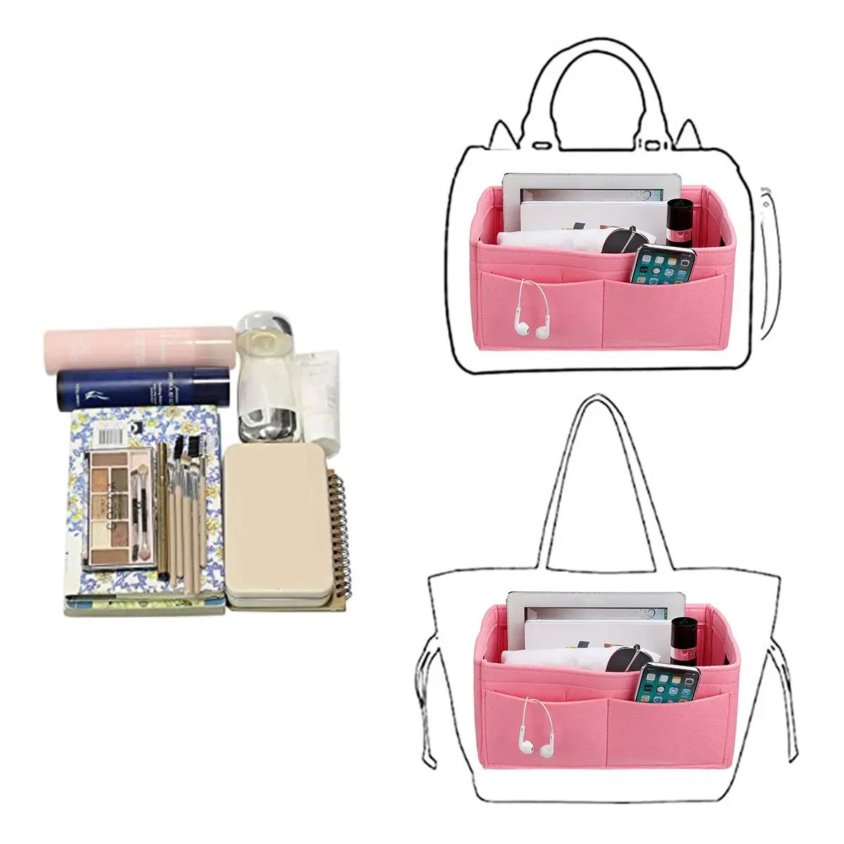 Detachable Organizer Women Felt Makeup Bag Nylon Travel Purse Large liner Lady Makeup Cosmetic Bag Female Tote Change Bag Easily
Detachable Organizer Women Felt Makeup Bag Nylon Travel Purse Large liner Lady Makeup Cosmetic Bag Female Tote Change Bag Easily