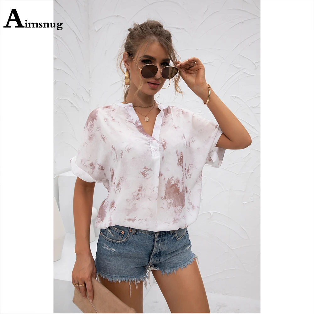 Half Sleeve Women Latest Casual Shirt V-neck Blouse Summer Fashion Tie Dry Top Pullovers Women Elegant blusas Femme Clothing
Half Sleeve Women Latest Casual Shirt V-neck Blouse Summer Fashion Tie Dry Top Pullovers Women Elegant blusas Femme Clothing