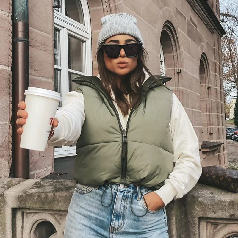 ZXQJ Vintage Women Short Down Vest Coats 2021 Spring Fashion Ladies Light Weight Waistcoat Jackets Streetwear Female Chic Girls | Женская