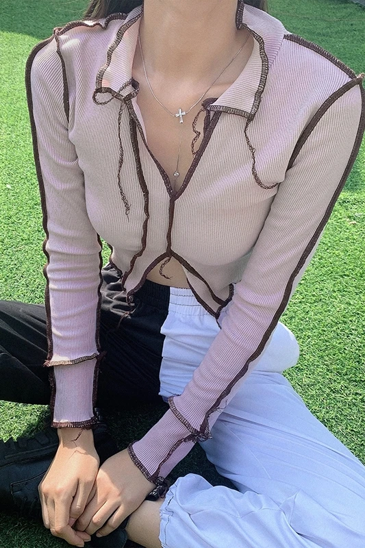 French High Street Haze Pink Contrast Color Black Edge Design Sense Irregular Long Sleeve T-shirt Female Fashion
French High Street Haze Pink Contrast Color Black Edge Design Sense Irregular Long Sleeve T-shirt Female Fashion