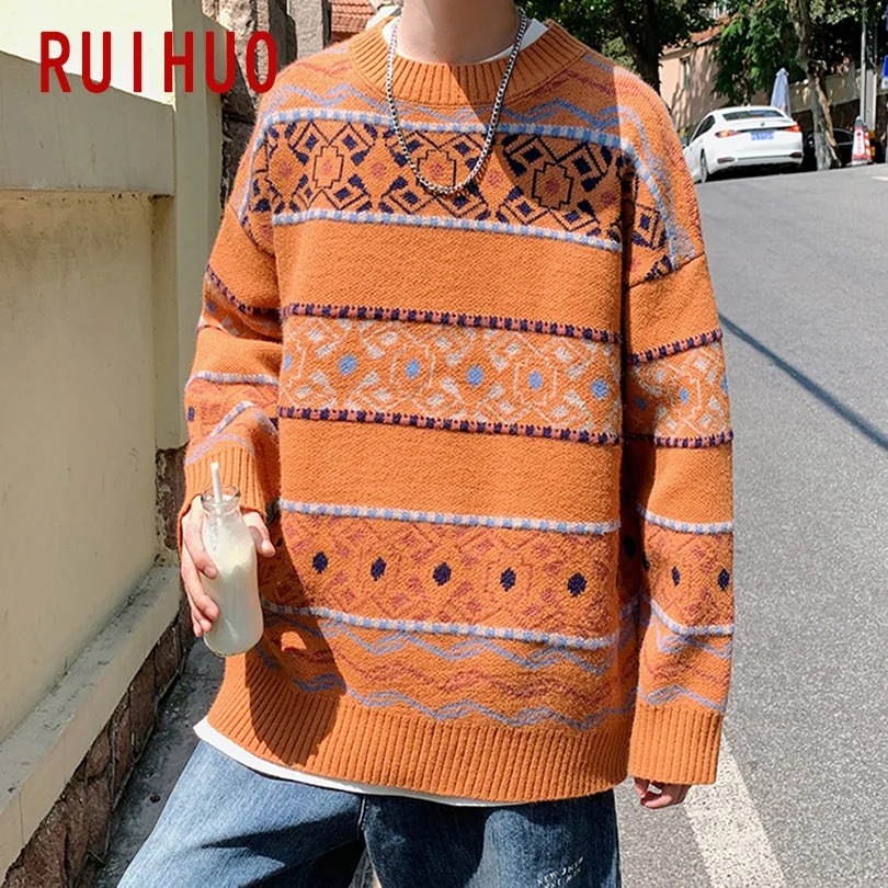 RUIHUO Striped Knitted Sweater Men Clothing Harajuku Sweaters Pullover Men Sweater Fashion Mens Clothes M-2XL 2021 
RUIHUO Striped Knitted Sweater Men Clothing Harajuku Sweaters Pullover Men Sweater Fashion Mens Clothes M-2XL 2021