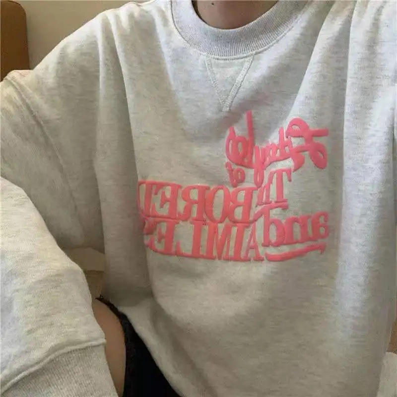 American Vintage Light Gray Loose Letter Printing Sweatshirt Women O Neck Long Sleeve Thin Fashion Tops Autumn Casual Streetwear
American Vintage Light Gray Loose Letter Printing Sweatshirt Women O Neck Long Sleeve Thin Fashion Tops Autumn Casual Streetwear