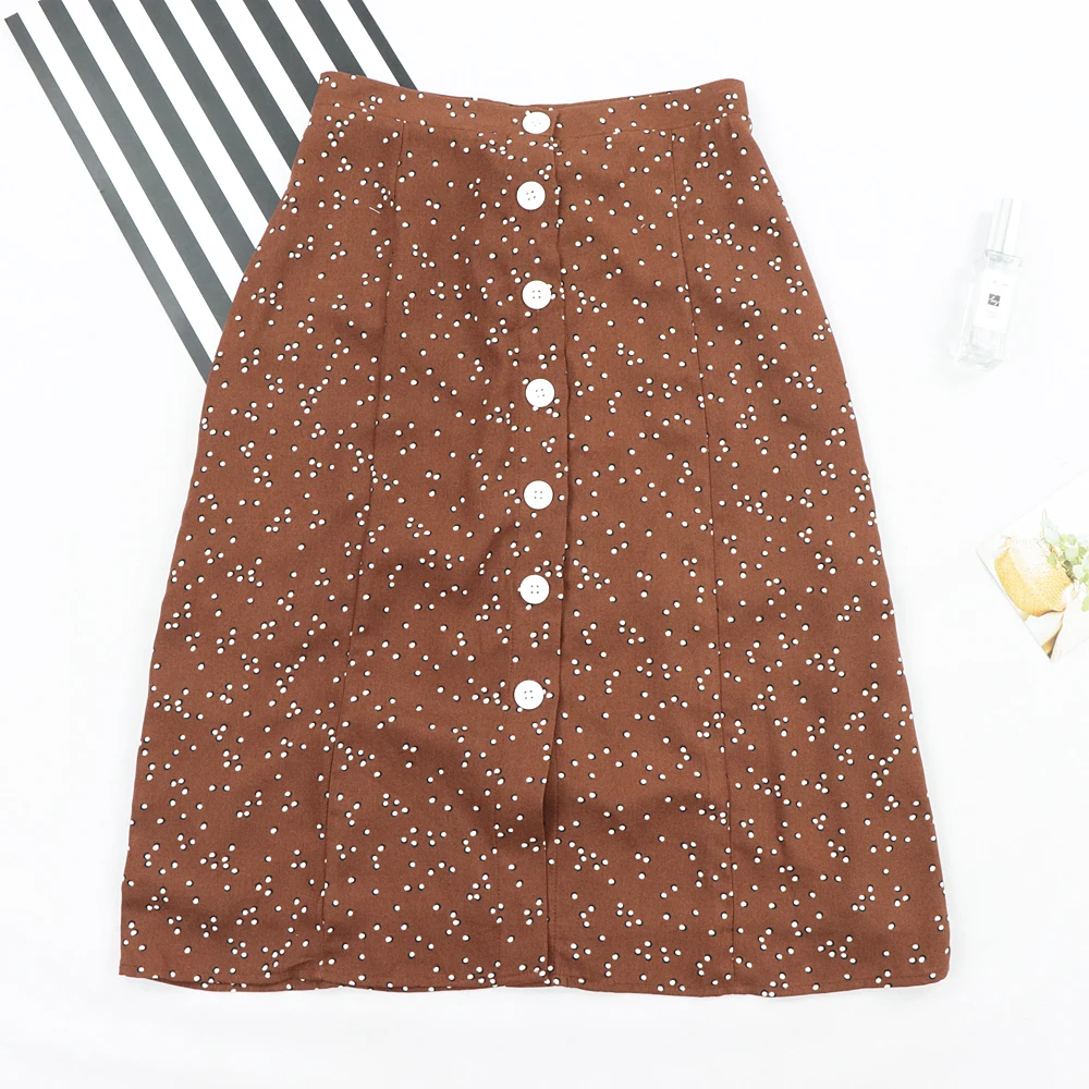 za 2020 women France Slim Center Buttons Skirt Elegant Brown Double Dots Print skirts womens High Waist Split Skirt she in vadi
za 2020 women France Slim Center Buttons Skirt Elegant Brown Double Dots Print skirts womens High Waist Split Skirt she in vadi