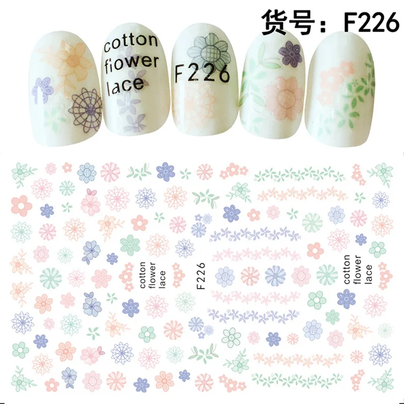 6 sheets beauty adhesive nail art decorations stickers acrylic manicure flower decals nails accessoires F221226
6 sheets beauty adhesive nail art decorations stickers acrylic manicure flower decals nails accessoires F221226