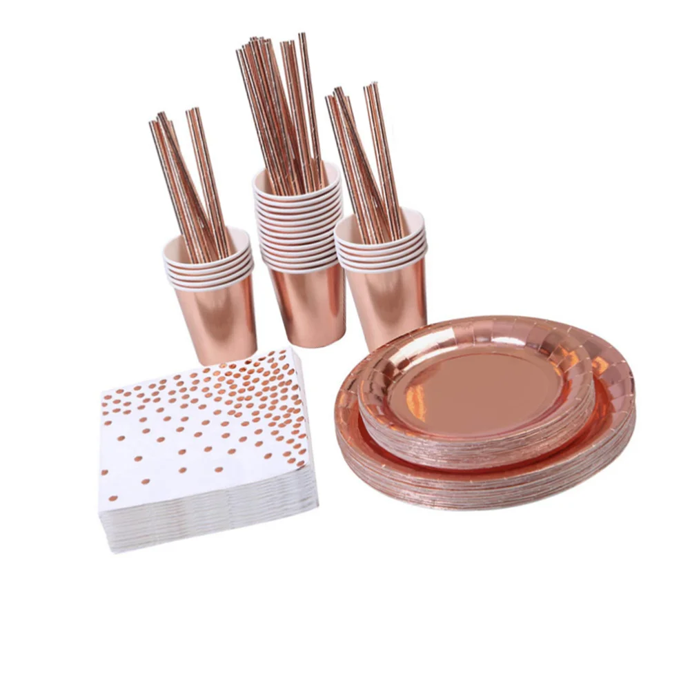 146 Pcs Girl Party Supplies Disposable Tableware Kit Birthday Party Paper Bronzing Dot Dinnerware Set Party Favors (Rose Gold)
146 Pcs Girl Party Supplies Disposable Tableware Kit Birthday Party Paper Bronzing Dot Dinnerware Set Party Favors (Rose Gold)