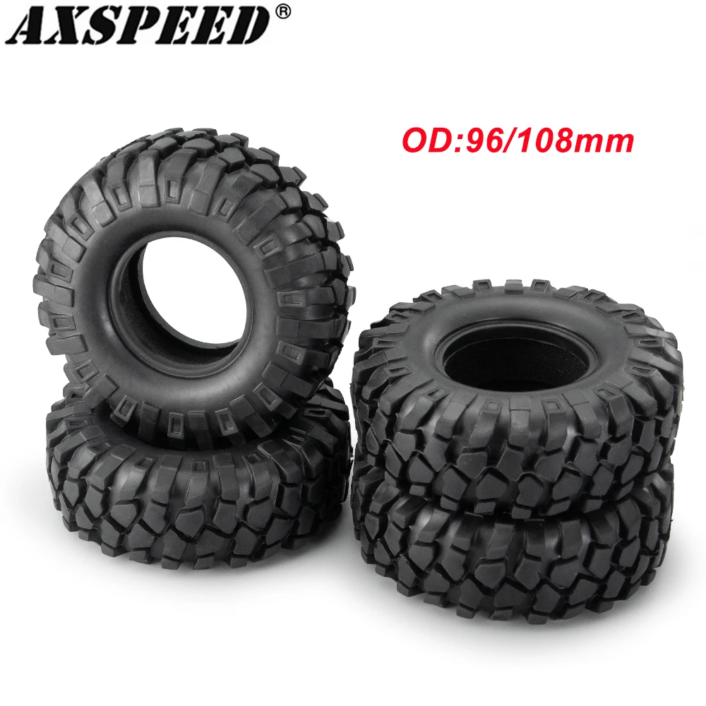 Резиновые шины AXSPEED 4 шт. 1,9 дюйма с поролоновыми вставками 96/108 мм для радиоуправляемых шин Rock Crawler Axial SCX10 D90 D110 Tamiya CC01
Резиновые шины AXSPEED 4 шт. 1,9 дюйма с поролоновыми вставками 96/108 мм для радиоуправляемых шин Rock Crawler Axial SCX10 D90 D110 Tamiya CC01