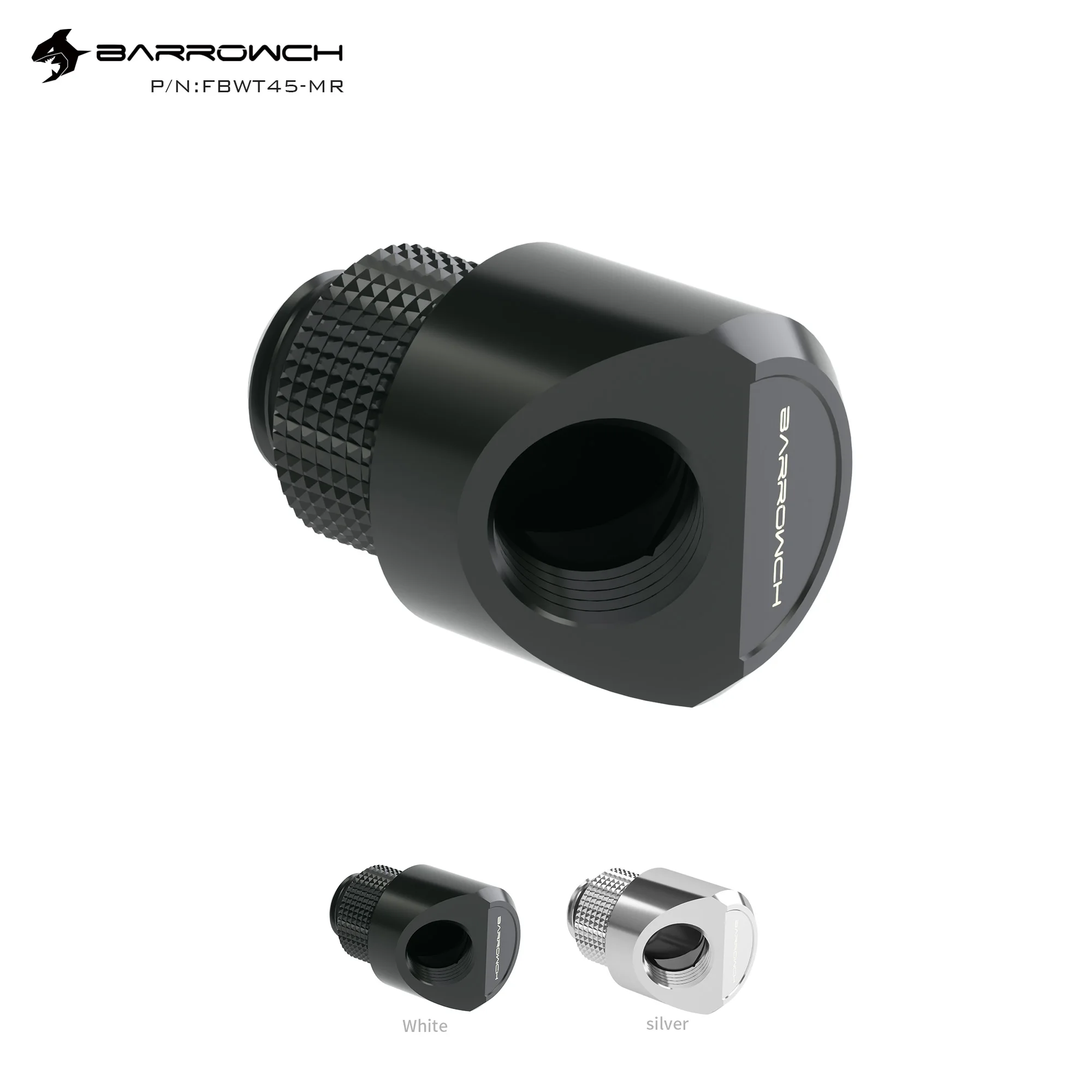 Barrowch 45°Rotary Adapter 'G1/4' thread black/silver with smooth surface water cooling Adaptors Metal Male to Famale FBWT45-MR
Barrowch 45°Rotary Adapter 'G1/4' thread black/silver with smooth surface water cooling Adaptors Metal Male to Famale FBWT45-MR