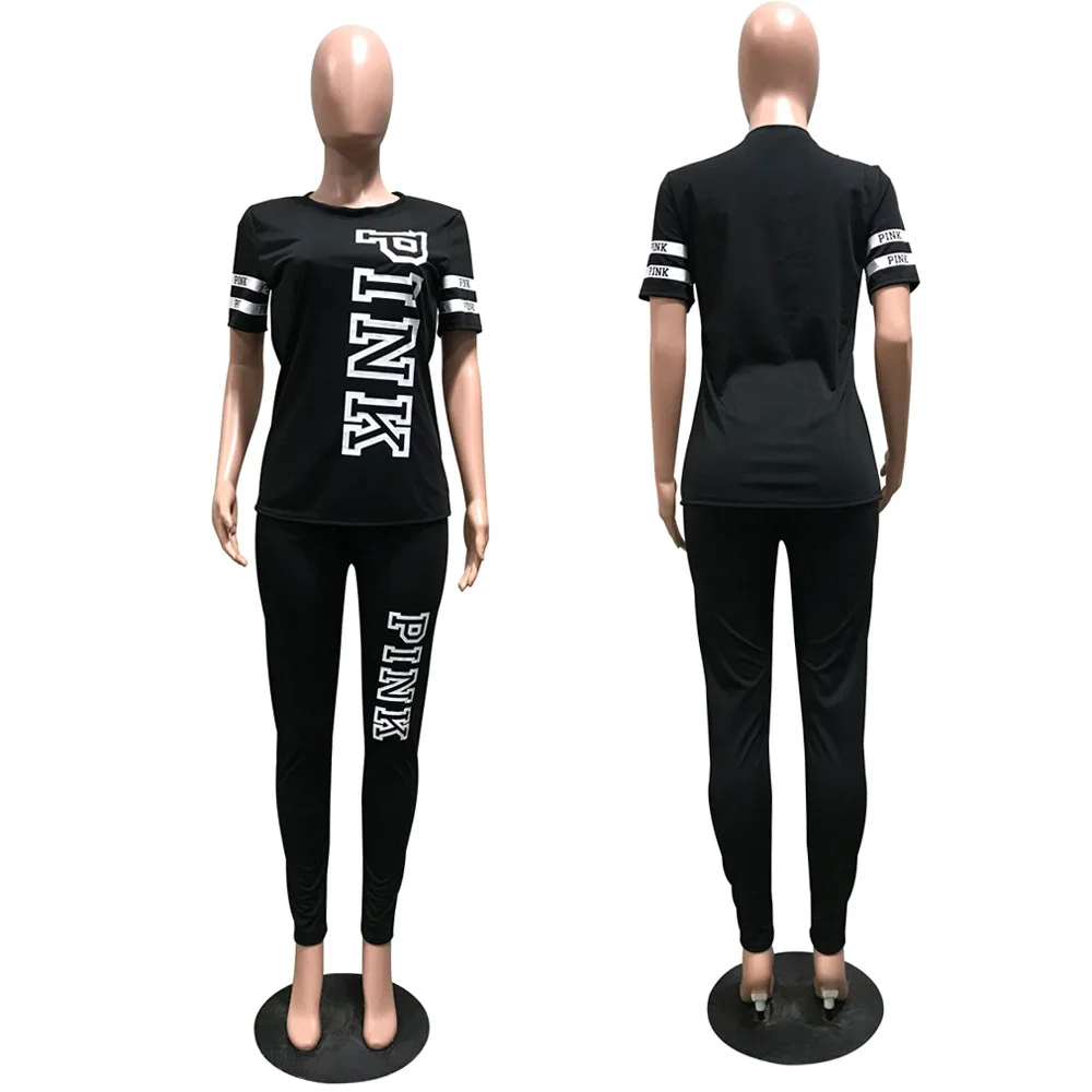 Pink Letter Print Tracksuits Women Two Piece Set Short Sleeve Plus Size Top And Pants Set Suits Casual Sport 2 Piece Set
Pink Letter Print Tracksuits Women Two Piece Set Short Sleeve Plus Size Top And Pants Set Suits Casual Sport 2 Piece Set