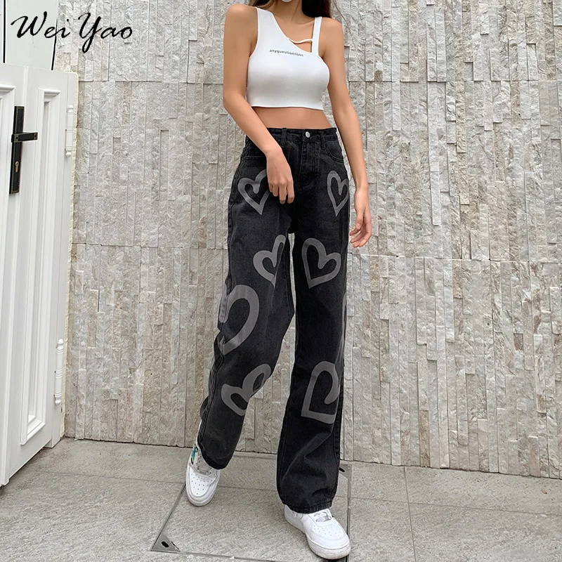 WeiYao Black Baggy E-Girl Jeans Women Heart Print Y2K Aesthetic Vintage 90s Streetwear Denim Trousers High Waist Straight Pants
WeiYao Black Baggy E-Girl Jeans Women Heart Print Y2K Aesthetic Vintage 90s Streetwear Denim Trousers High Waist Straight Pants