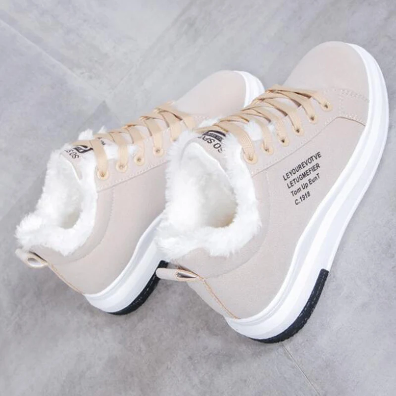 Women Winter Warm Fur Plush Lady Casual Shoes Lace Up High Top Wedge Sneakers Fashion Platform Snow Boots Flat Vulcanized Shoes 
Women Winter Warm Fur Plush Lady Casual Shoes Lace Up High Top Wedge Sneakers Fashion Platform Snow Boots Flat Vulcanized Shoes