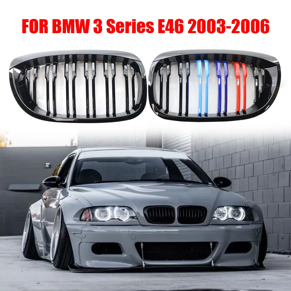 1 Pair Car Kidney Grill Replacement M Style Double Line Car Styling Front Bumper Kidney Grille for BMW 3 Series E46 2003-2006
1 Pair Car Kidney Grill Replacement M Style Double Line Car Styling Front Bumper Kidney Grille for BMW 3 Series E46 2003-2006