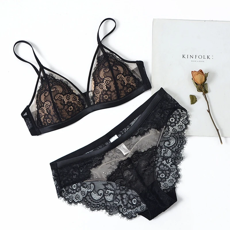 New Eyelash Lace Triangle Bra Set Mesh Patchwork Lightly Lined Wireless Small Breasts Bra Panty Set Underwear Women Lingerie
New Eyelash Lace Triangle Bra Set Mesh Patchwork Lightly Lined Wireless Small Breasts Bra Panty Set Underwear Women Lingerie