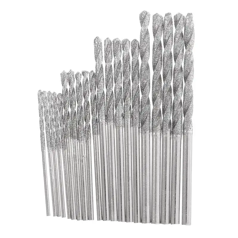 DANIU 20Pcs 1.0/1.5/2.0/2.5mm Diamond Coated Twist Drill Bits Set for Glass Masonry Concrete Drilling Wood Metal Working
DANIU 20Pcs 1.0/1.5/2.0/2.5mm Diamond Coated Twist Drill Bits Set for Glass Masonry Concrete Drilling Wood Metal Working