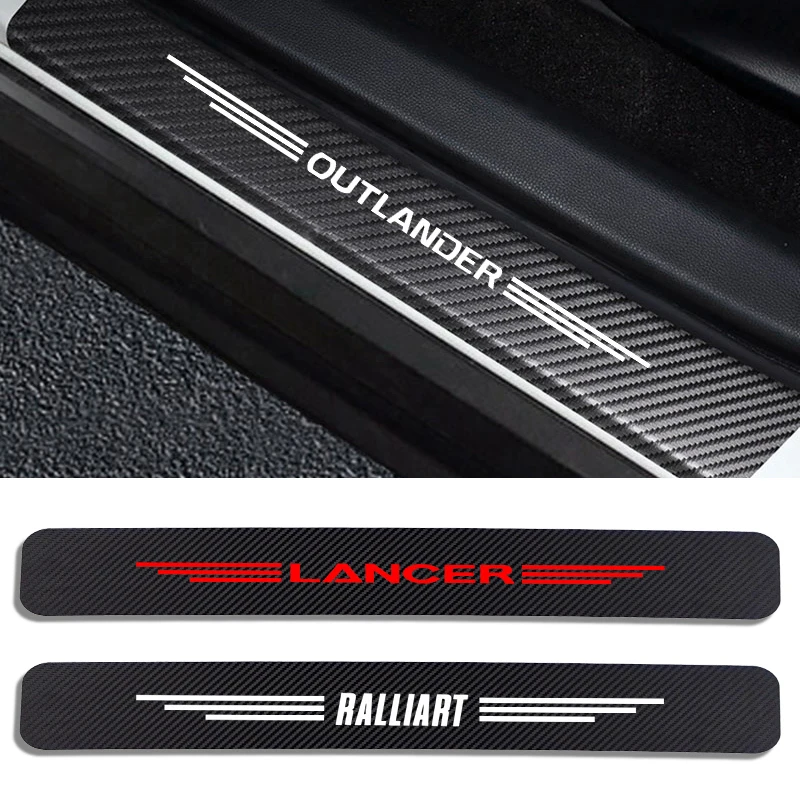 

4PCS/Set Car Door Threshold Cover Stickers For Mitsubishi Lancer 10 3 9 EX Outlander 3 ASX L200 Ralliart Competition Accessories