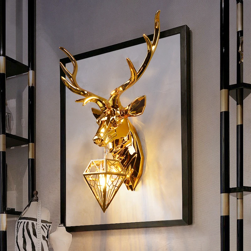 Настенный светильник в скандинавском стиле с рогами домашний декор настенный