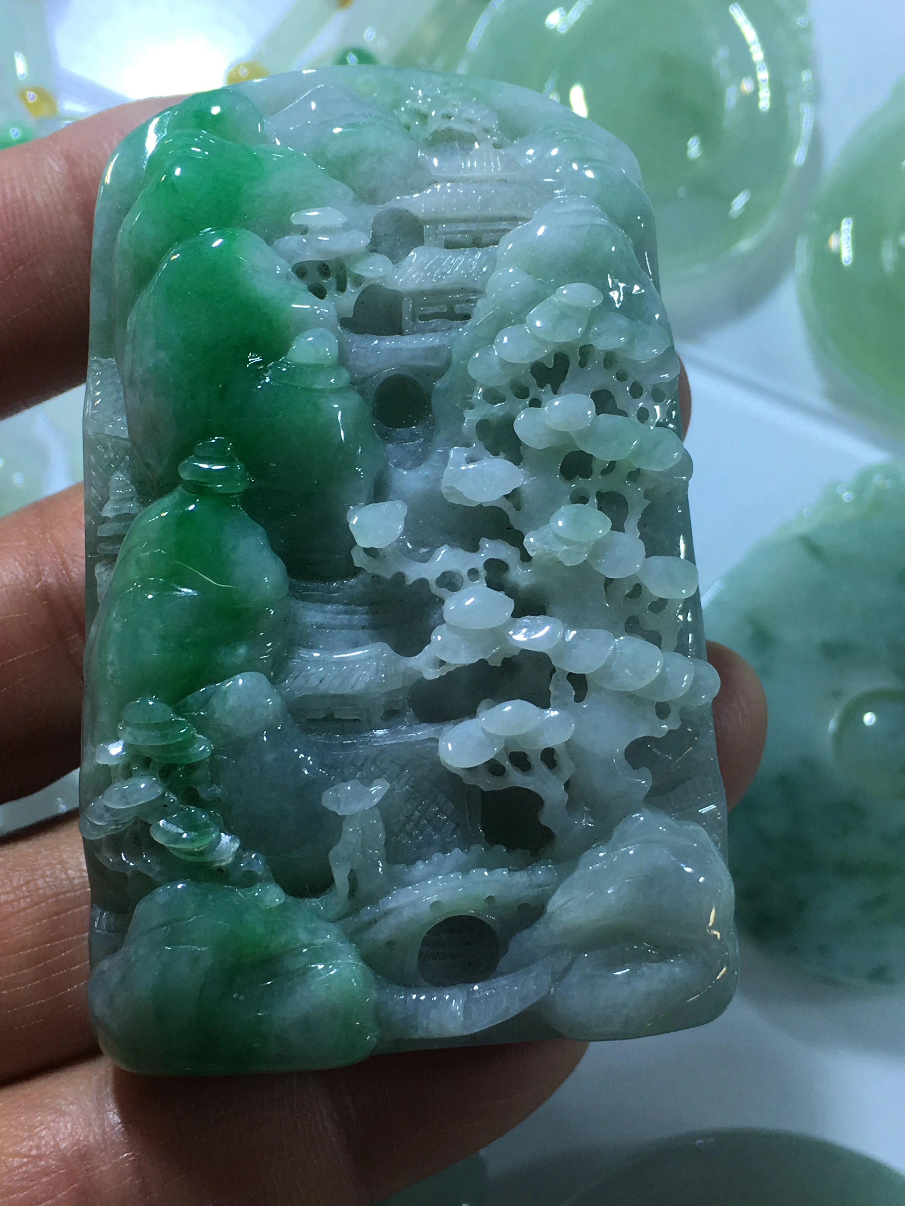 Natural 7A Myanmar jade Hand-Carved landscape green jade pendant jade necklace men women pendants jade jewelry
Natural 7A Myanmar jade Hand-Carved landscape green jade pendant jade necklace men women pendants jade jewelry