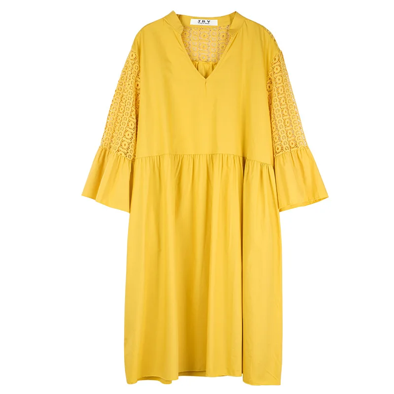 Summer 2021 new fashion white skirt large size women's dress medium length lace spliced fashion V-neck short sleeve dress
Summer 2021 new fashion white skirt large size women's dress medium length lace spliced fashion V-neck short sleeve dress
