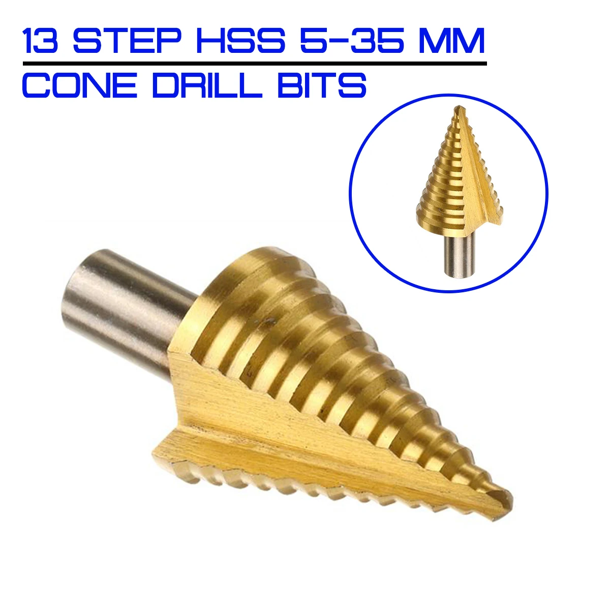 13 Step HSS 5-35 mm Cone Drill Bits Hole Cutter Bit Set Shank Wood Metal Drilling Fluted Edges Step Drill Bit Reamer Triangle
13 Step HSS 5-35 mm Cone Drill Bits Hole Cutter Bit Set Shank Wood Metal Drilling Fluted Edges Step Drill Bit Reamer Triangle