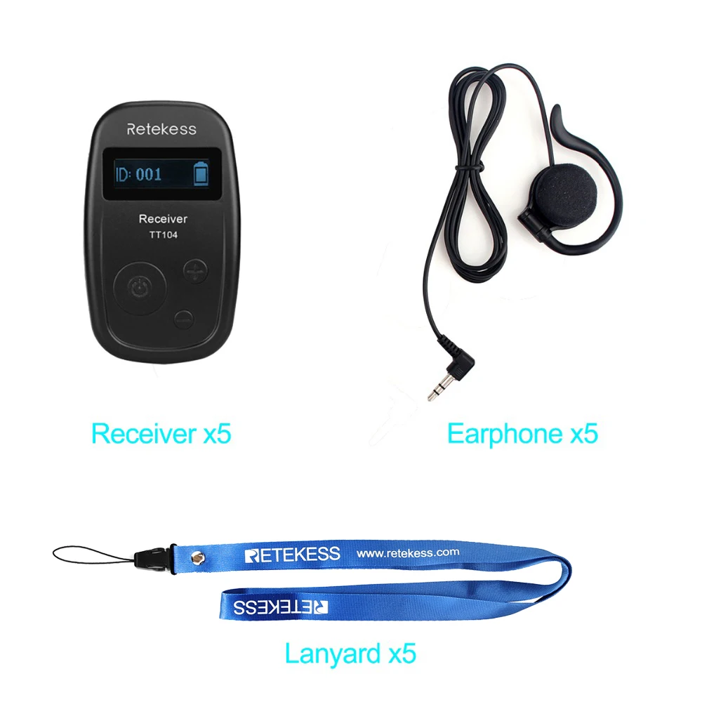 Retekess 5pcs TT104 UHF Wireless Receiver for Wireless Tour Guide System Meeting Church Simultaneous Interpretation System
Retekess 5pcs TT104 UHF Wireless Receiver for Wireless Tour Guide System Meeting Church Simultaneous Interpretation System