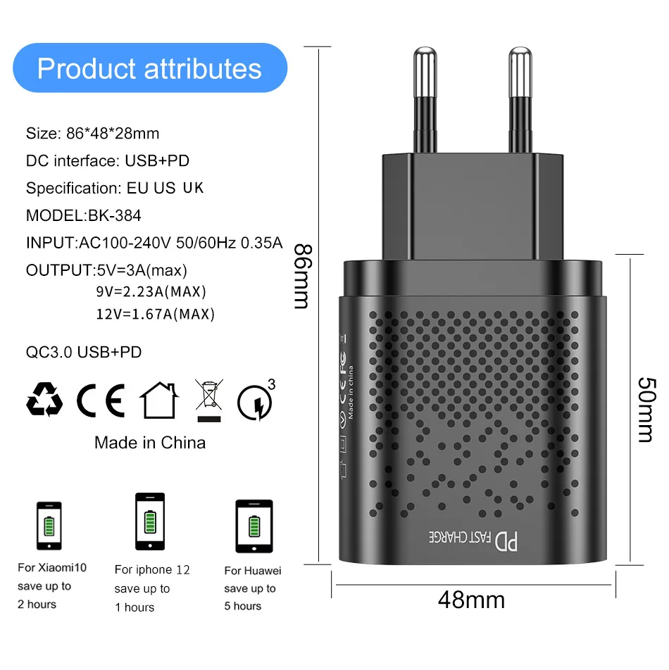 PD 20W USB ChargerFor iPhone 12 Pro Max Mini Universal QC3.0 Type-C Fast Charging Adapter Portable Travel Wall For Cell Phone 
PD 20W USB ChargerFor iPhone 12 Pro Max Mini Universal QC3.0 Type-C Fast Charging Adapter Portable Travel Wall For Cell Phone