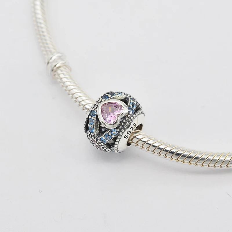 925 Sterling Silver Beads Crystal Pink Cubic Zirconia Heart-Shaped Pendant Charm Bracelet DIY Jewelry Making For Pandora 
925 Sterling Silver Beads Crystal Pink Cubic Zirconia Heart-Shaped Pendant Charm Bracelet DIY Jewelry Making For Pandora