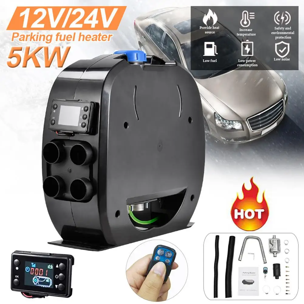 4 Hole Car Heater Air Auxiliary Heater With Remote Control 12V/24V 5KW For Car RV Boats Motorhome Trucks Trailer Accessories
4 Hole Car Heater Air Auxiliary Heater With Remote Control 12V/24V 5KW For Car RV Boats Motorhome Trucks Trailer Accessories