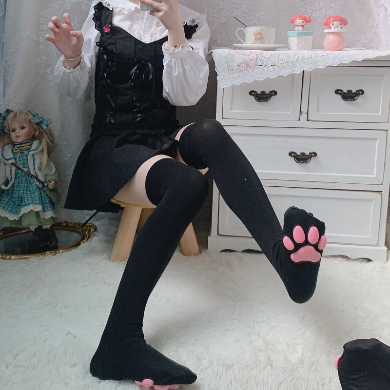 

Over Knee Kawaii 3d Cat Pad Kitten Paw Socks Girl Lolita Cosplay Velvet Leggings Overknee Thigh High Long Stockings 60cm