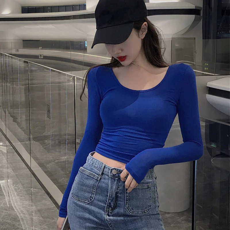 Women's Long-sleeved T-shirt Autumn and Winter Solid Color Round Neck Tight Sexy Navel Large Size Women's Clothing Short Rac
Women's Long-sleeved T-shirt Autumn and Winter Solid Color Round Neck Tight Sexy Navel Large Size Women's Clothing Short Rac