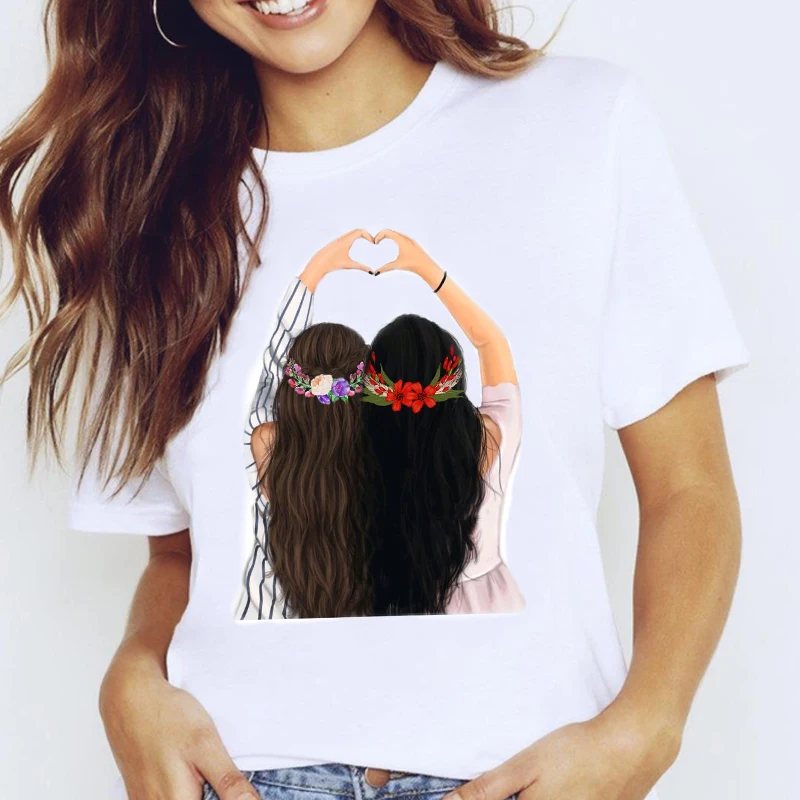 Women Graphic Style Cute Happy Sister Friends Love Short Sleeve Trend Cartoon Lady Clothes Tops Tees Print Female Tshirt T-Shirt
Women Graphic Style Cute Happy Sister Friends Love Short Sleeve Trend Cartoon Lady Clothes Tops Tees Print Female Tshirt T-Shirt