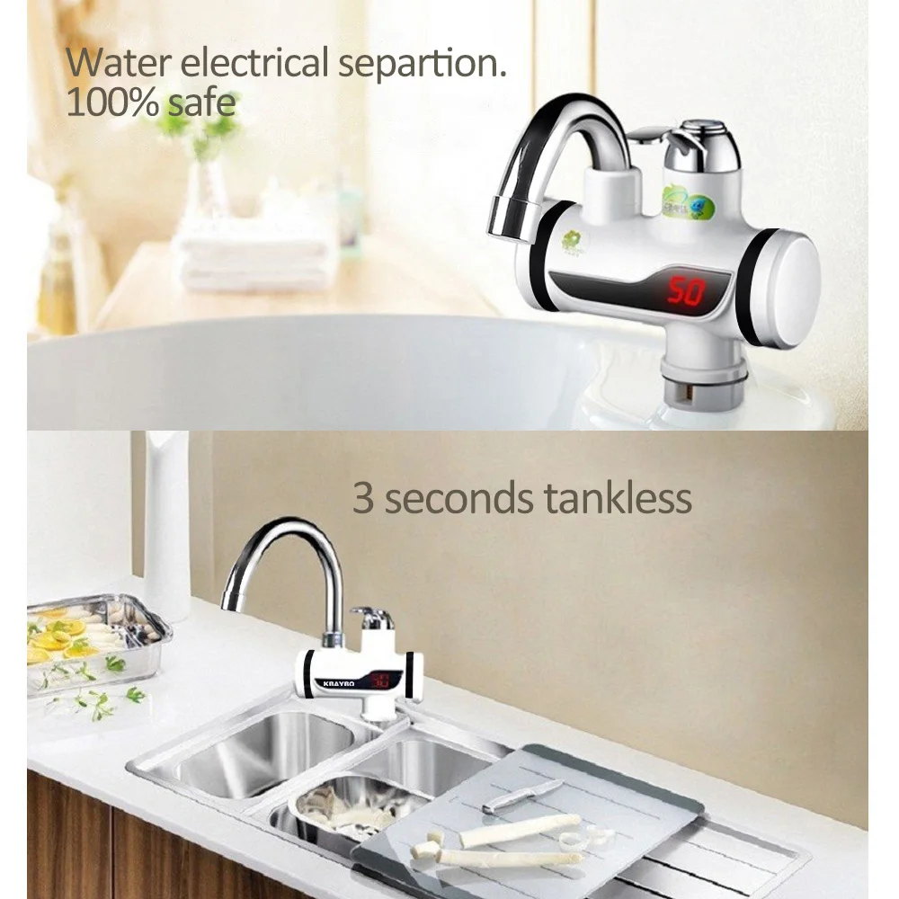 KBAYBO 3000W electric water heater Temperature Display faucet for kitchen Instant Hot Water Tap Faucet tankless water heater
KBAYBO 3000W electric water heater Temperature Display faucet for kitchen Instant Hot Water Tap Faucet tankless water heater