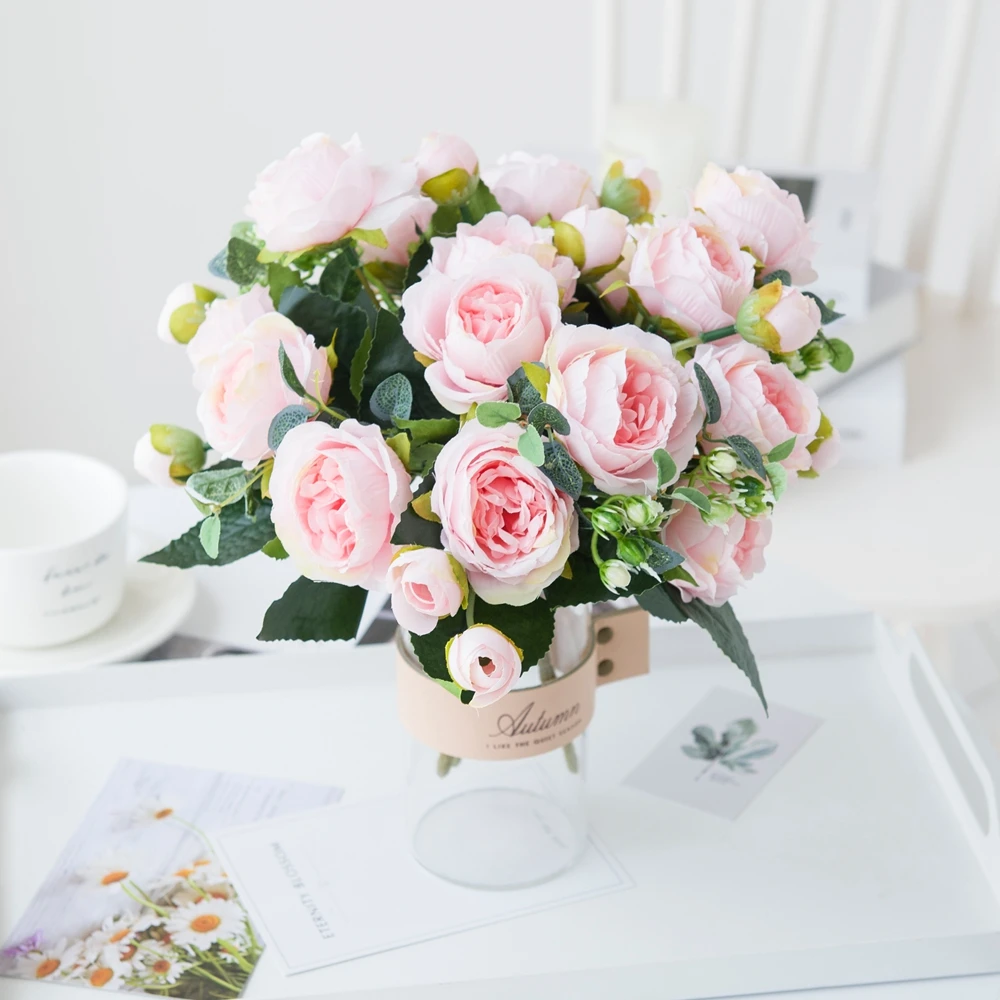 9 Heads Artificial Flowers White Peony Tea Rose Autumn Silk Vase for DIY Home Garden Wedding Decoration Fake Plants
9 Heads Artificial Flowers White Peony Tea Rose Autumn Silk Vase for DIY Home Garden Wedding Decoration Fake Plants