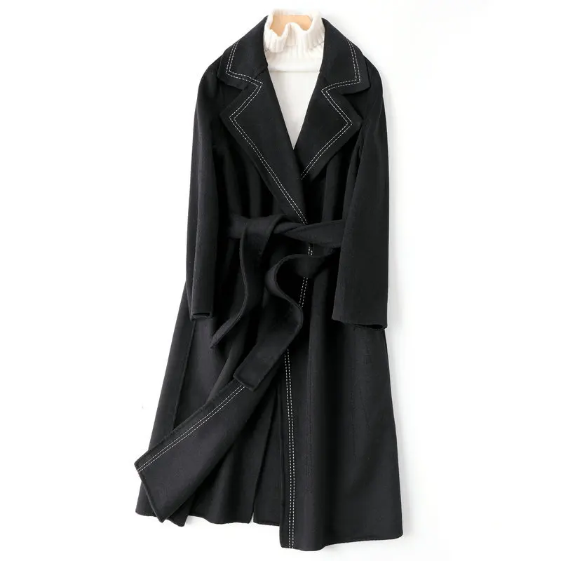 Double-sided cashmere coat female black 2020 autumn/winter new Korean version of the slimmed-down wool coat in the long high-end
Double-sided cashmere coat female black 2020 autumn/winter new Korean version of the slimmed-down wool coat in the long high-end