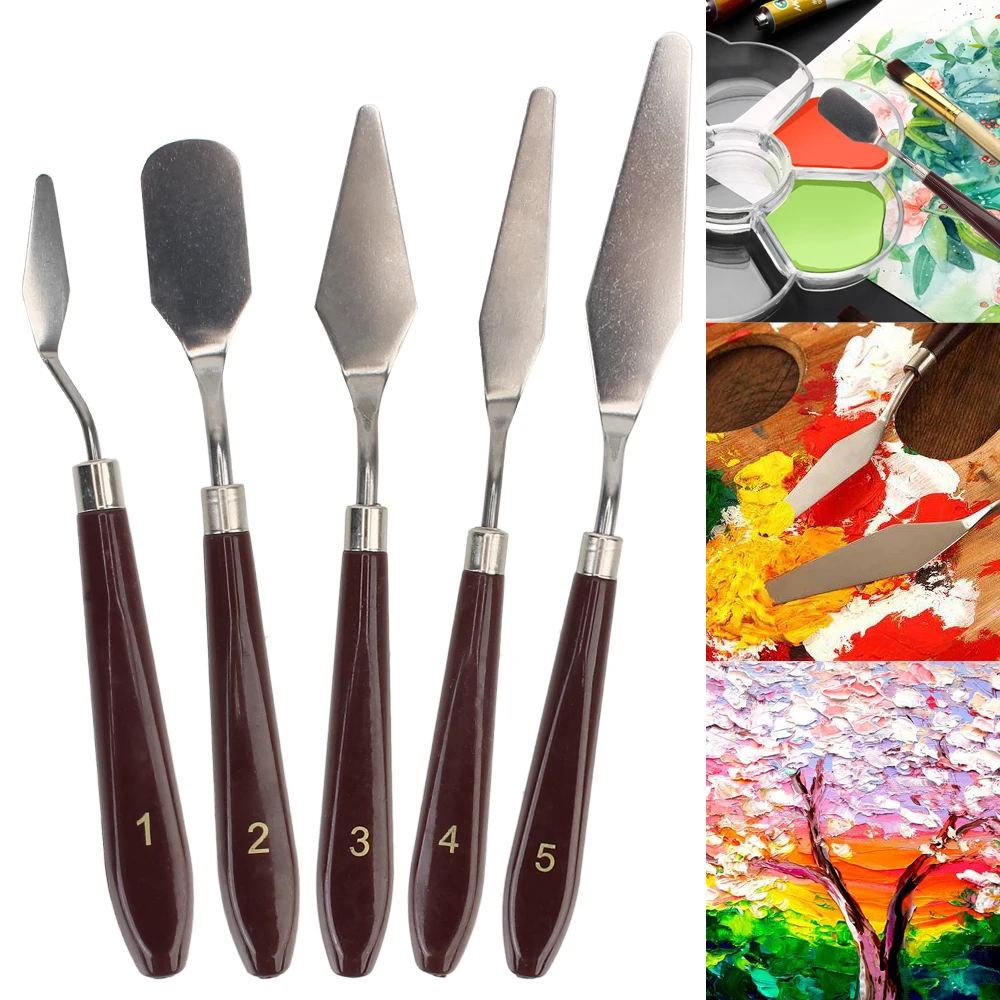 Crafts Spatula Stainless Steel 5Pcs/set Palette Gouache Supplies Palette Knife Fine Arts Painting Tool Oil Painting Knife
Crafts Spatula Stainless Steel 5Pcs/set Palette Gouache Supplies Palette Knife Fine Arts Painting Tool Oil Painting Knife