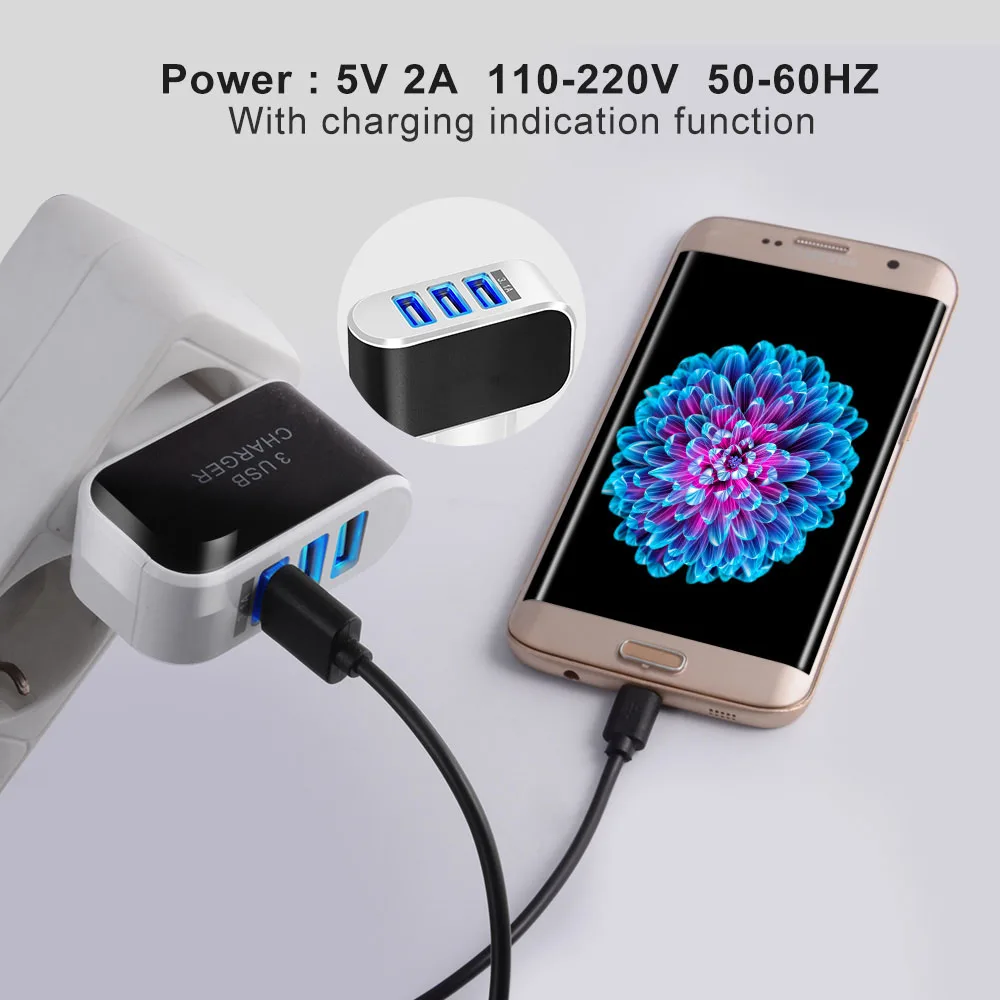 EU Plug 5V 2A 3 Port USB Universal Mobile Phone Chargers Travel Power Charger Adapter Charger for iPhone 12 11 Mobile Phone Plug
EU Plug 5V 2A 3 Port USB Universal Mobile Phone Chargers Travel Power Charger Adapter Charger for iPhone 12 11 Mobile Phone Plug