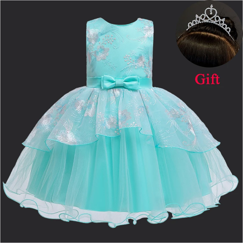 

Платье с вышивкой для маленьких девочек, Вечернее бальное платье на день рождения, платье принцессы для девочек, пушистое фатиновое свадебное Цветочное платье для малышей, платье