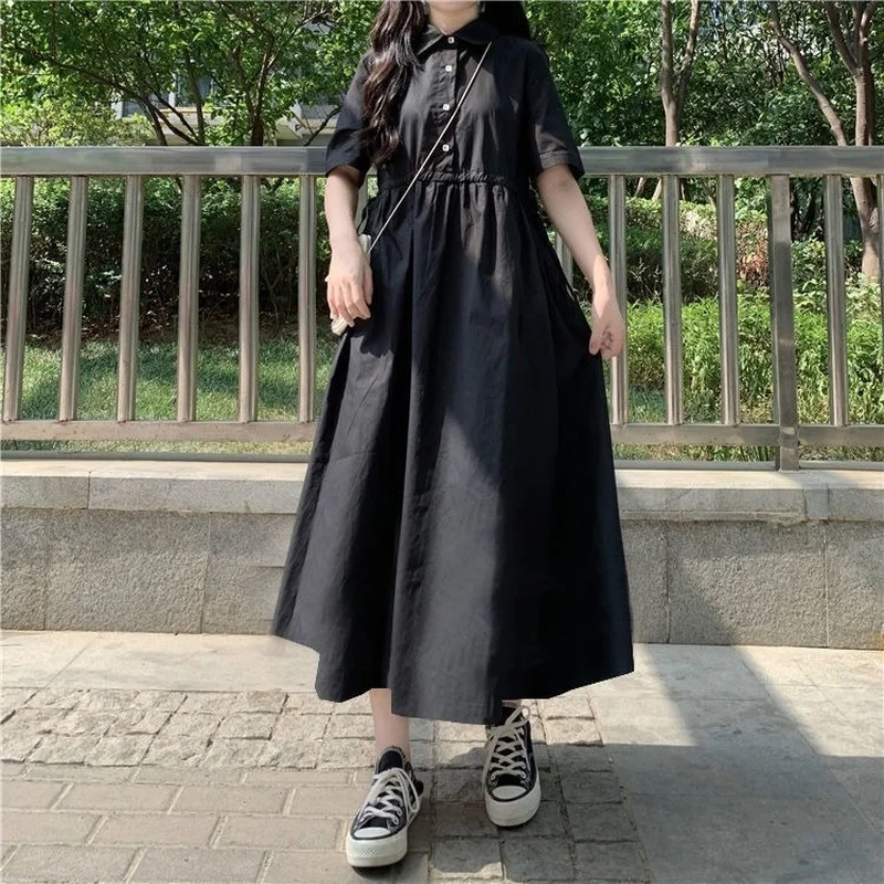 Платье женское с коротким рукавом, Элегантное Длинное Черное повседневное свободное с одной грудью и отложным воротником, для студентов, на...
Платье женское с коротким рукавом, Элегантное Длинное Черное повседневное свободное с одной грудью и отложным воротником, для студентов, на...