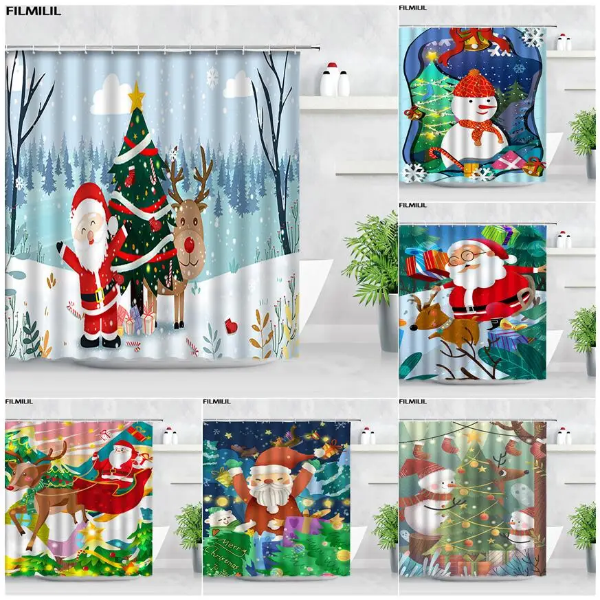 Забавные мультяшные рождественские занавески для душа с Санта-Клаусом оленем Рождественская елка зимний природный пейзаж занавески для ва...
Забавные мультяшные рождественские занавески для душа с Санта-Клаусом оленем Рождественская елка зимний природный пейзаж занавески для ва...